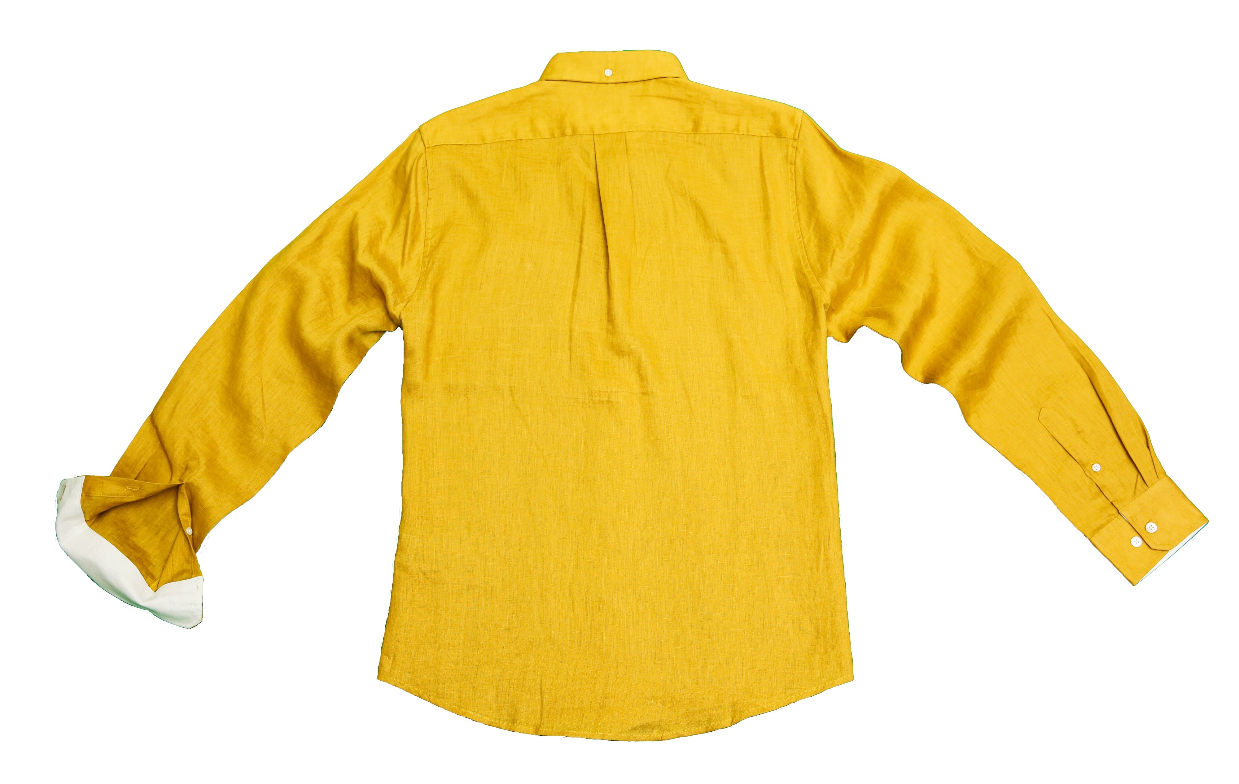 बोल्ड एंड बेसिक्स मस्टर्ड सॉलिड लिनन शर्ट