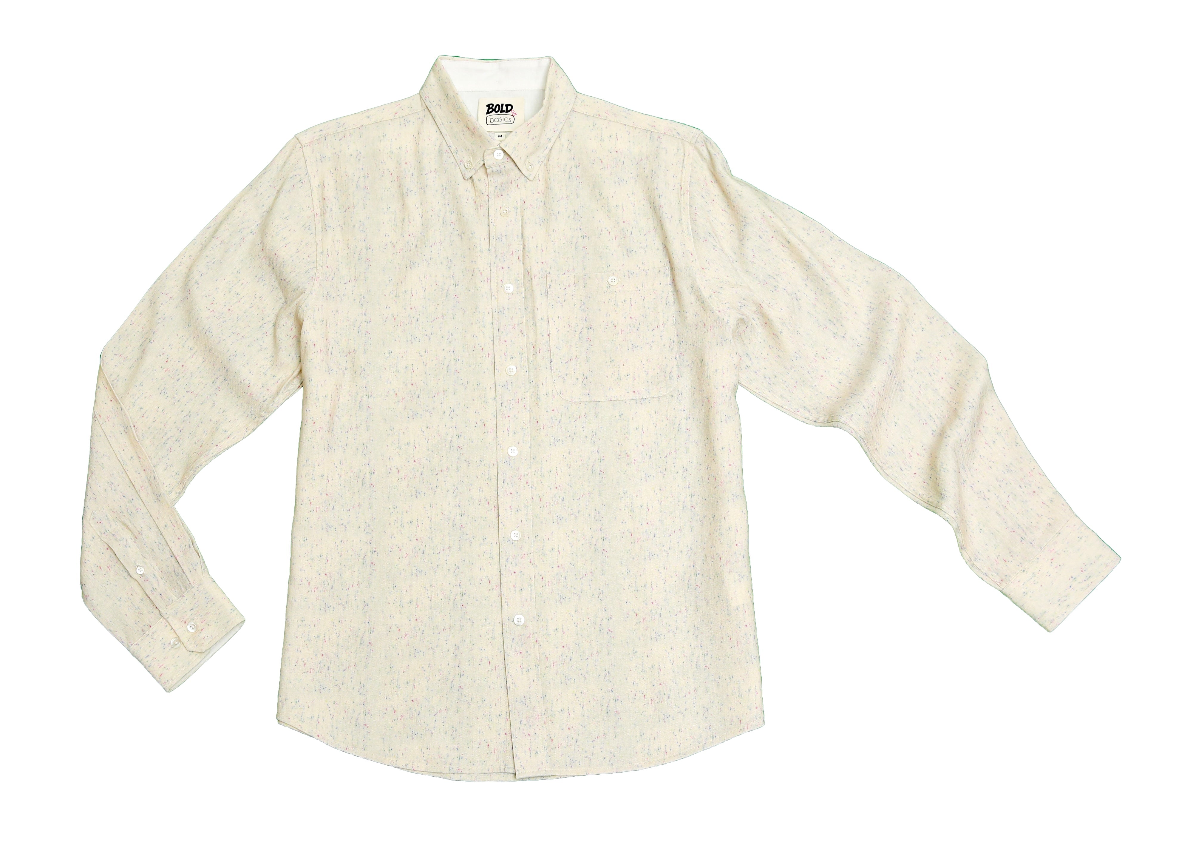 बोल्ड एंड बेसिक्स येलो फ्लेक्ड लिनन शर्ट