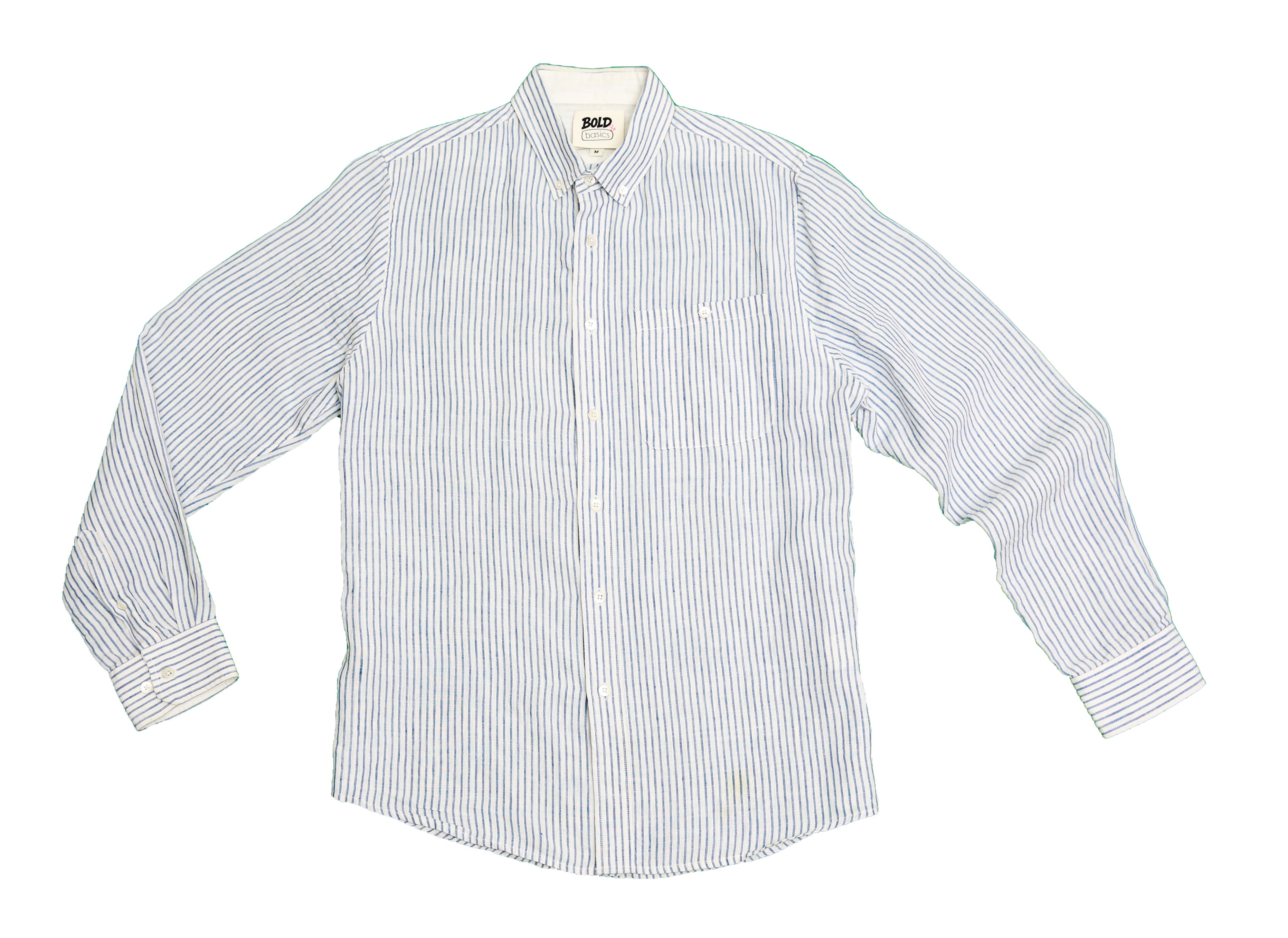 Bold&Basics Blue Pinstripe Linen Shirt