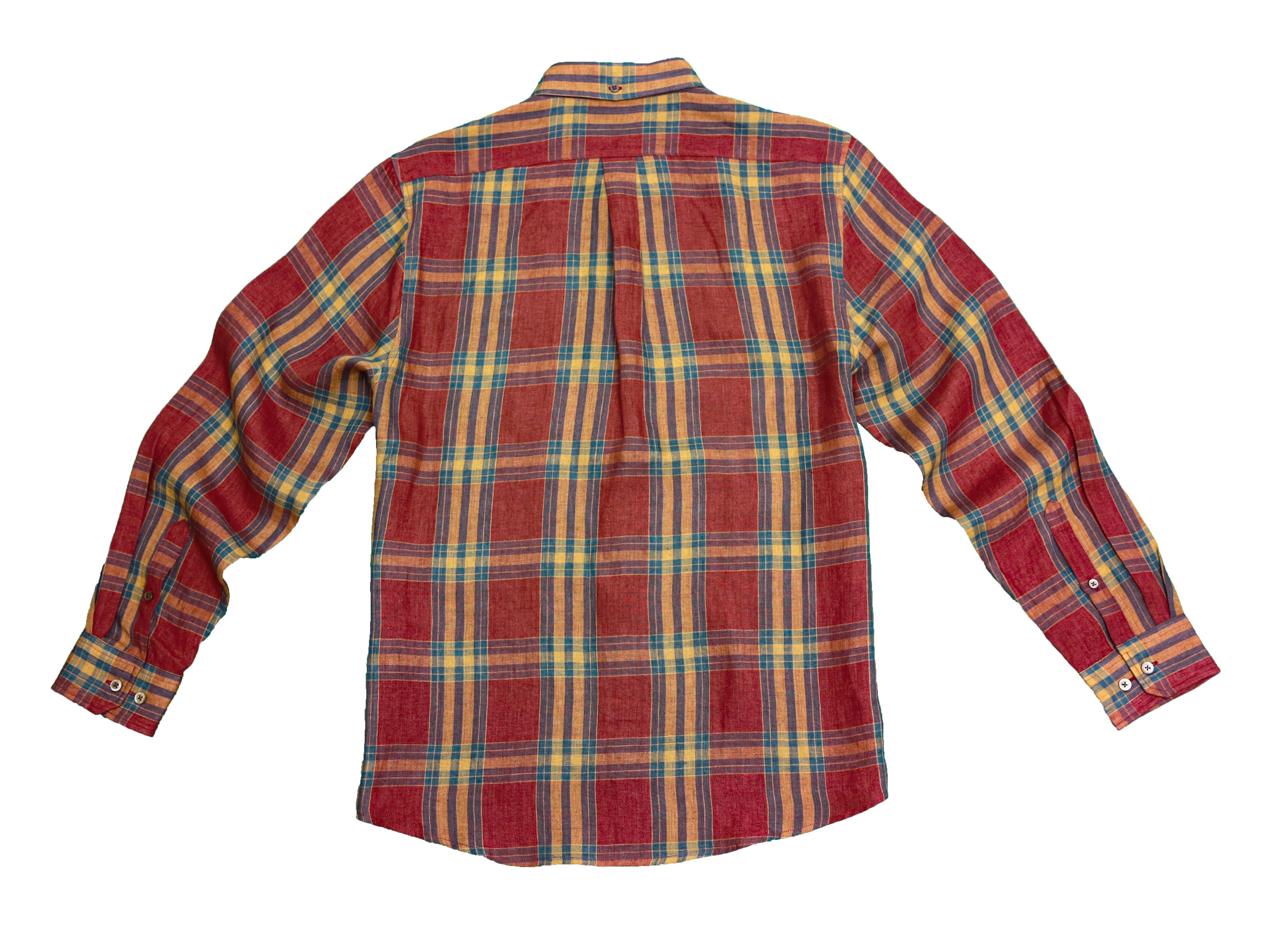 Brick Red Multi-Check Linen Shirt