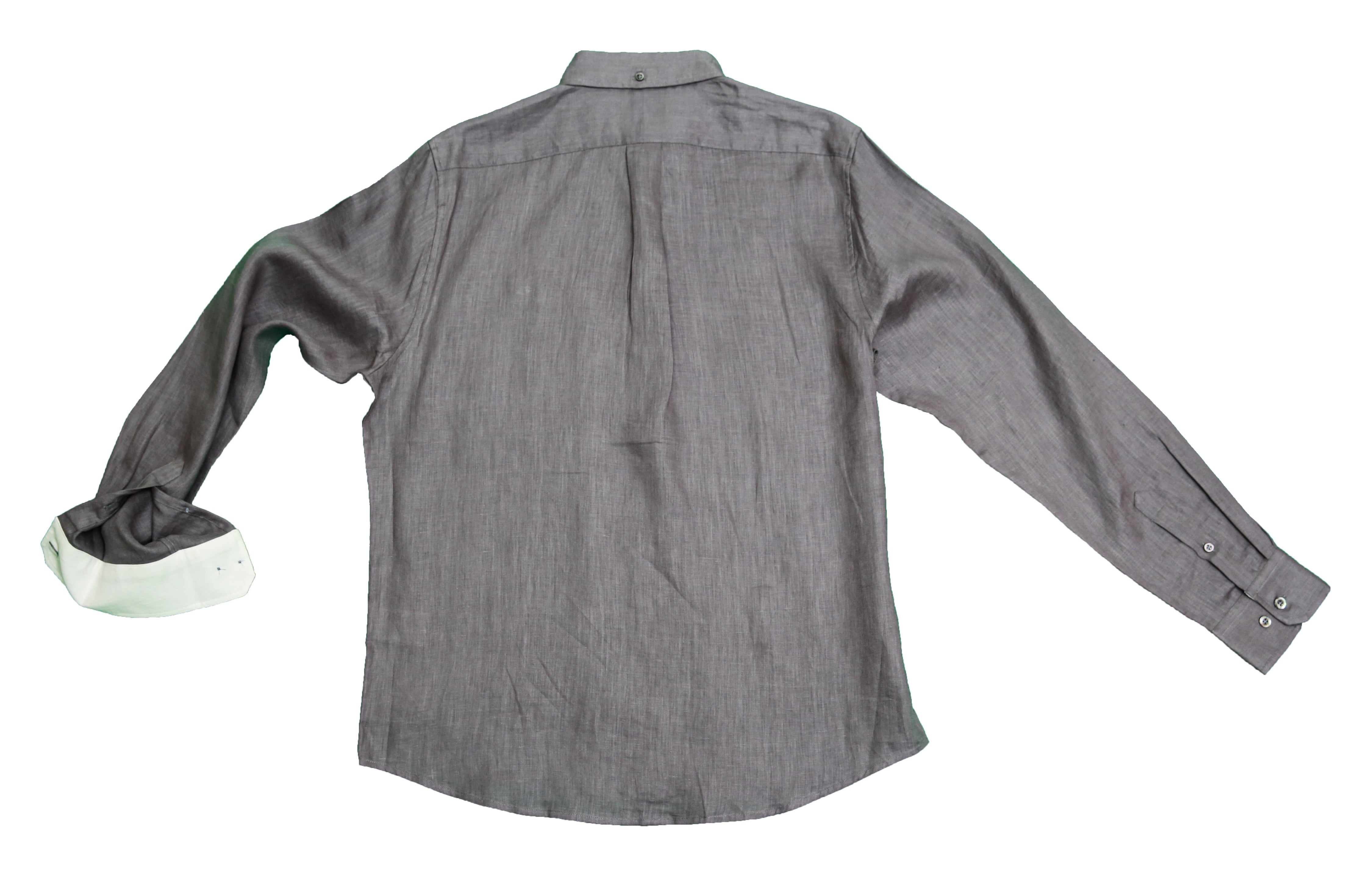 Bold&Basics Charcoal Grey Solid Linen Shirt