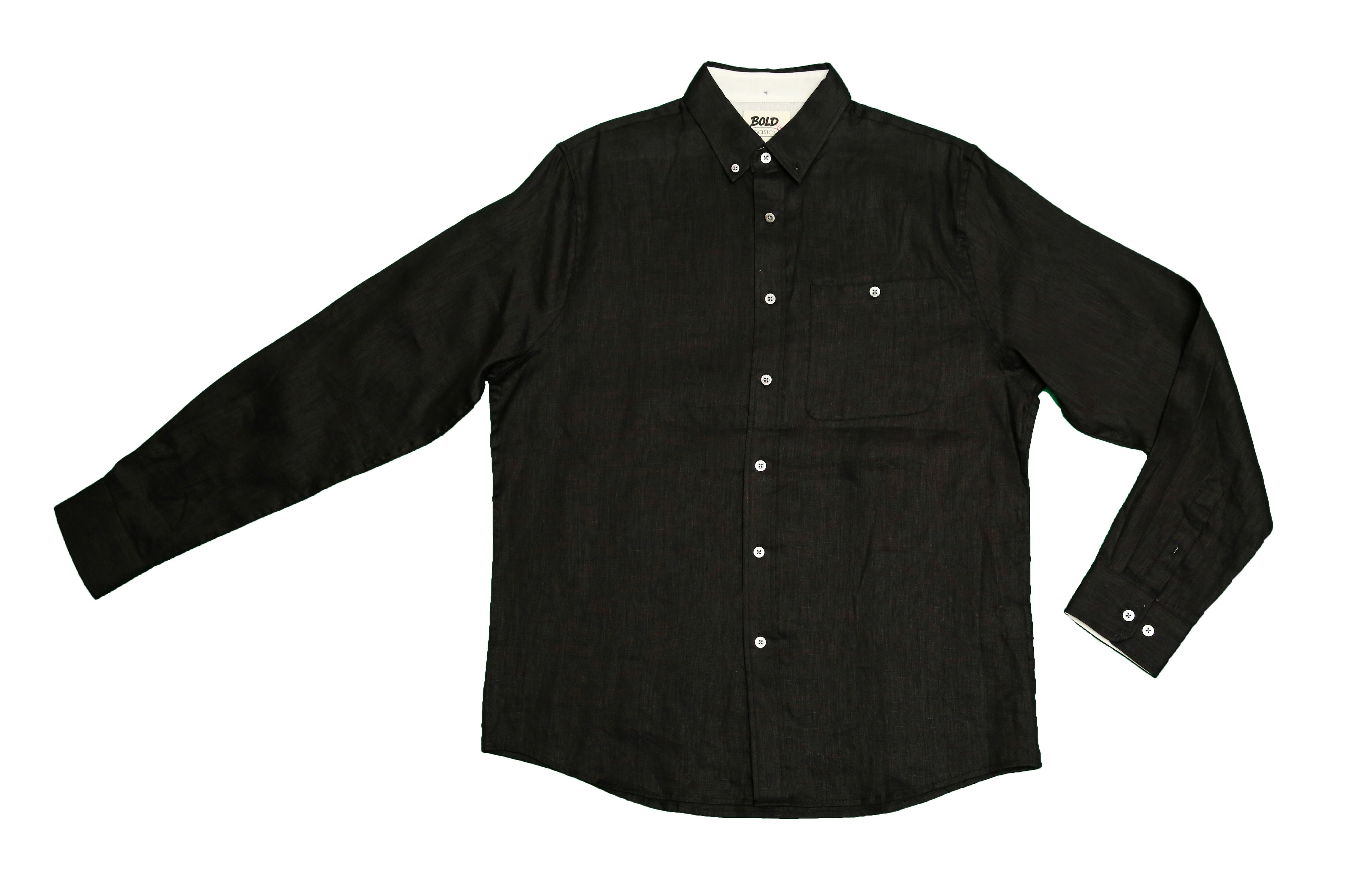 Bold&Basics Classic Black Linen Shirt