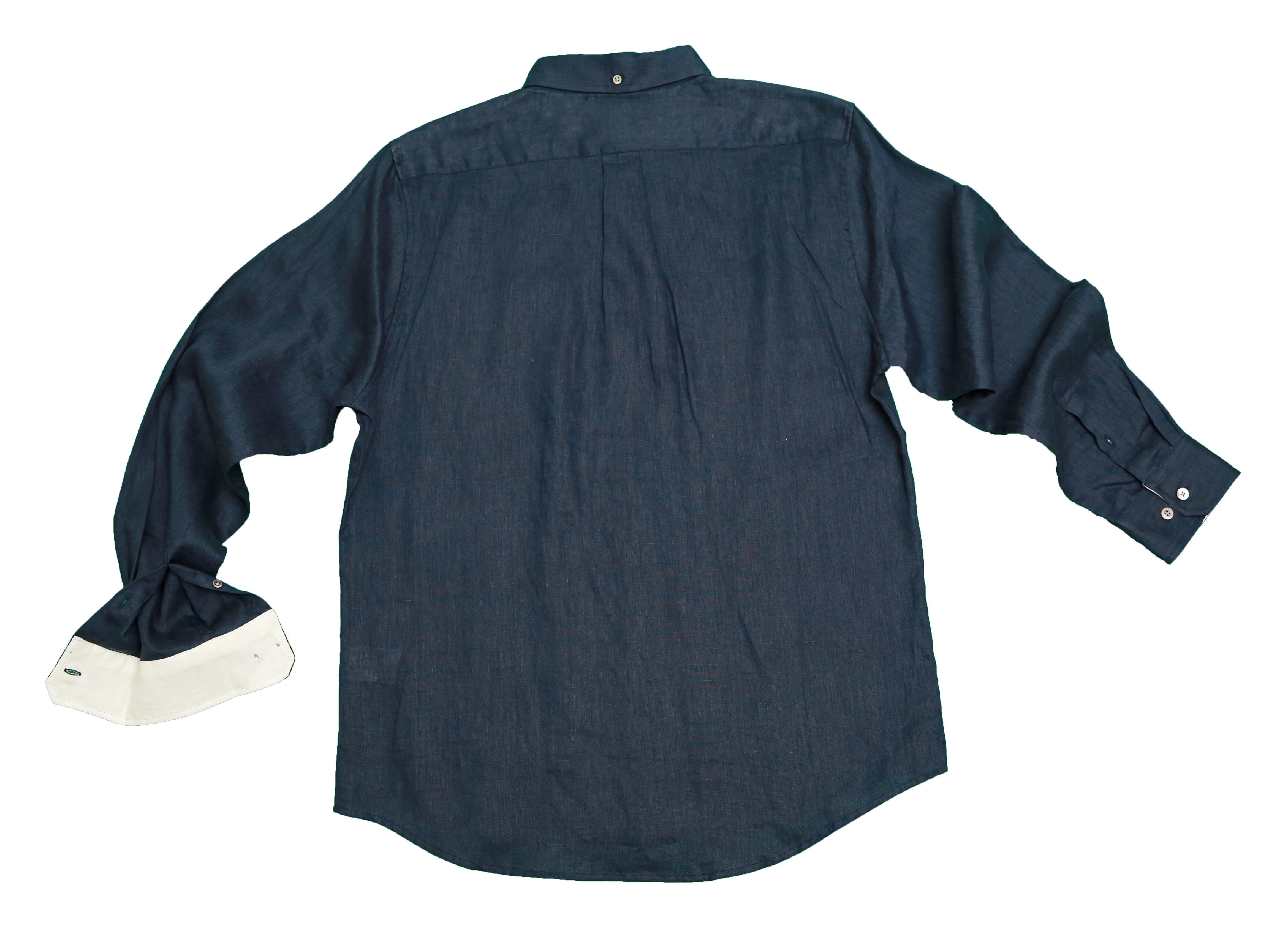 बोल्ड एंड बेसिक्स डीप इंडिगो सॉलिड लिनन शर्ट