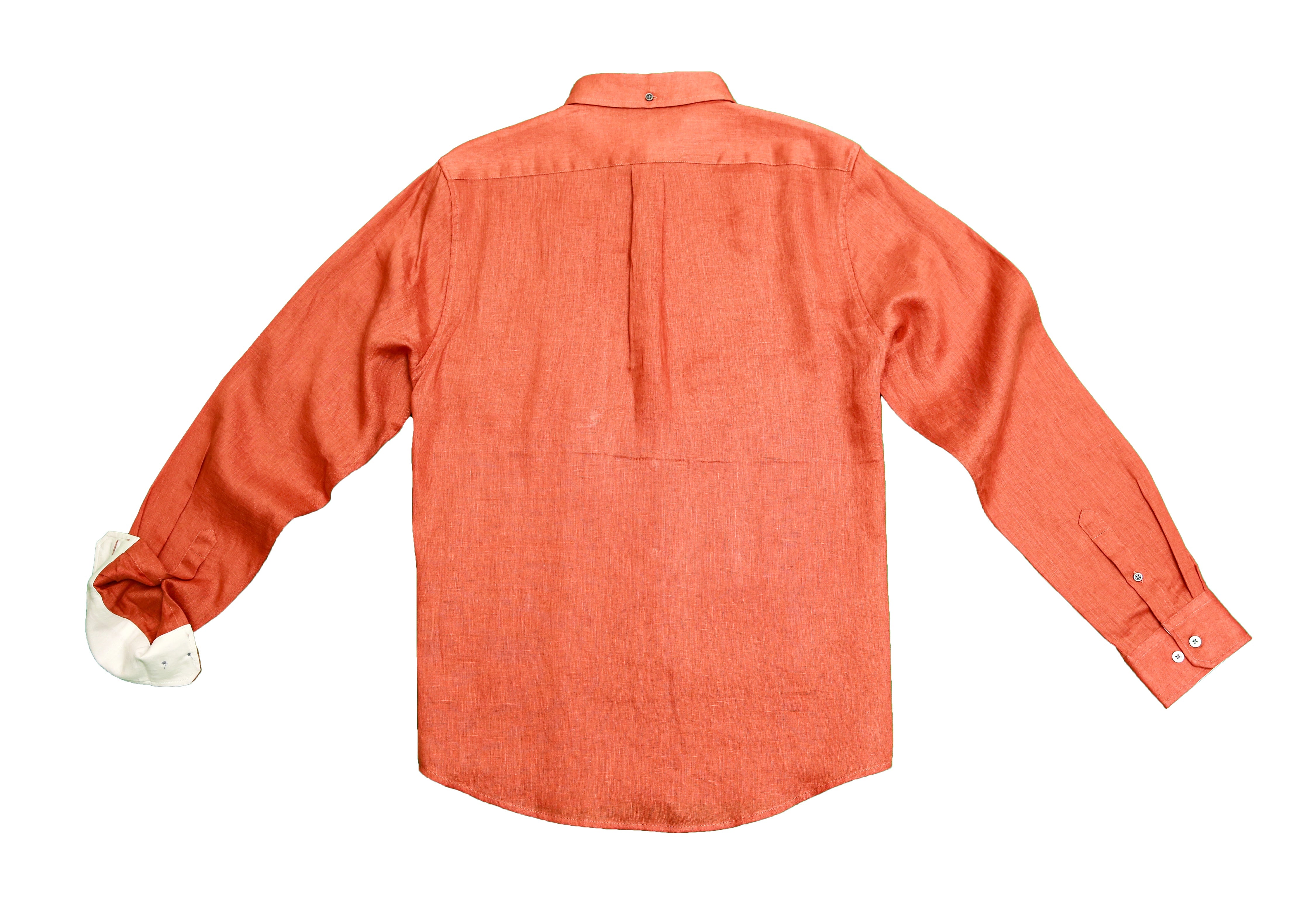 बोल्ड एंड बेसिक्स टेराकोटा सॉलिड लिनन शर्ट