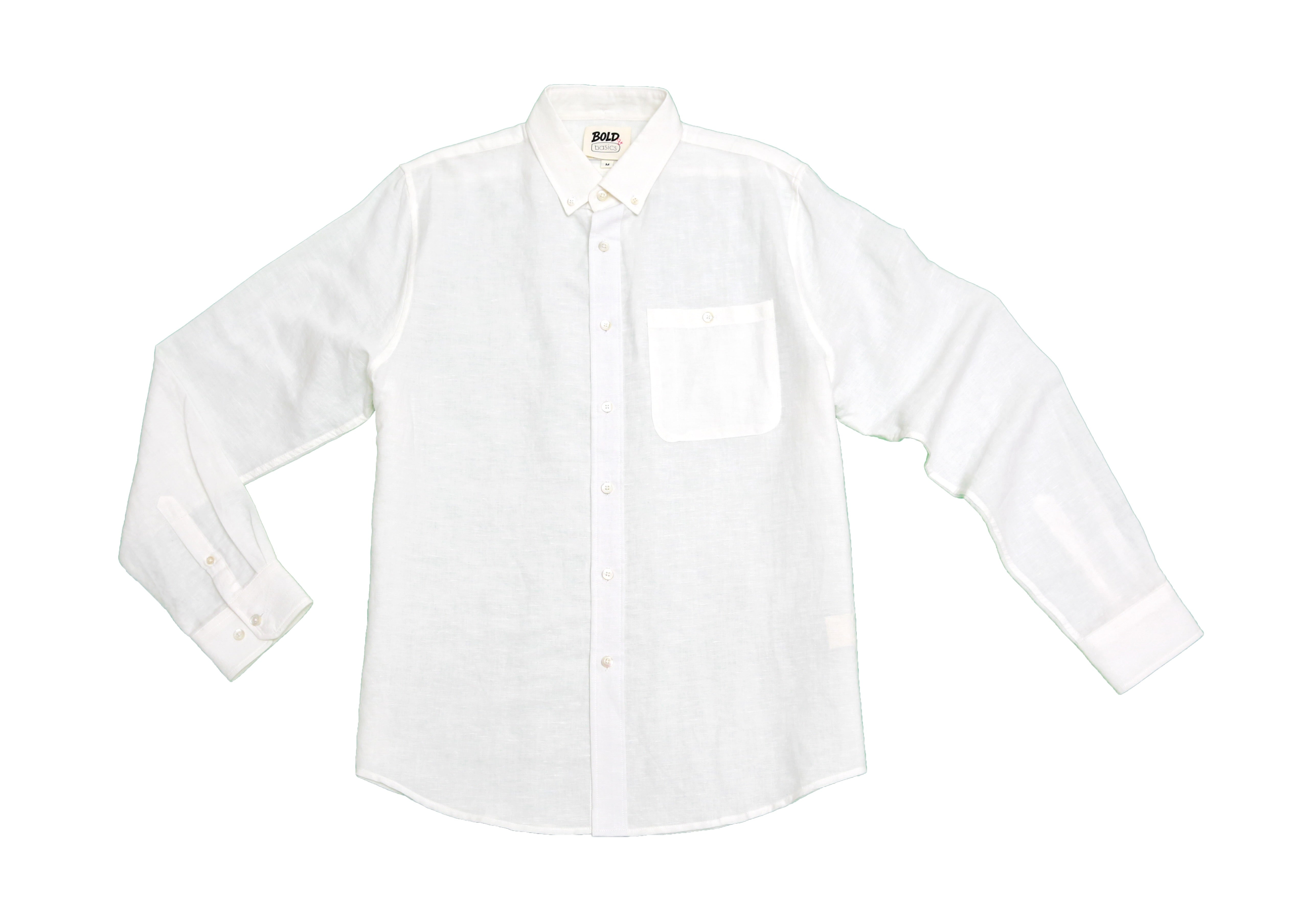 Bold&Basics Classic White Linen Shirt