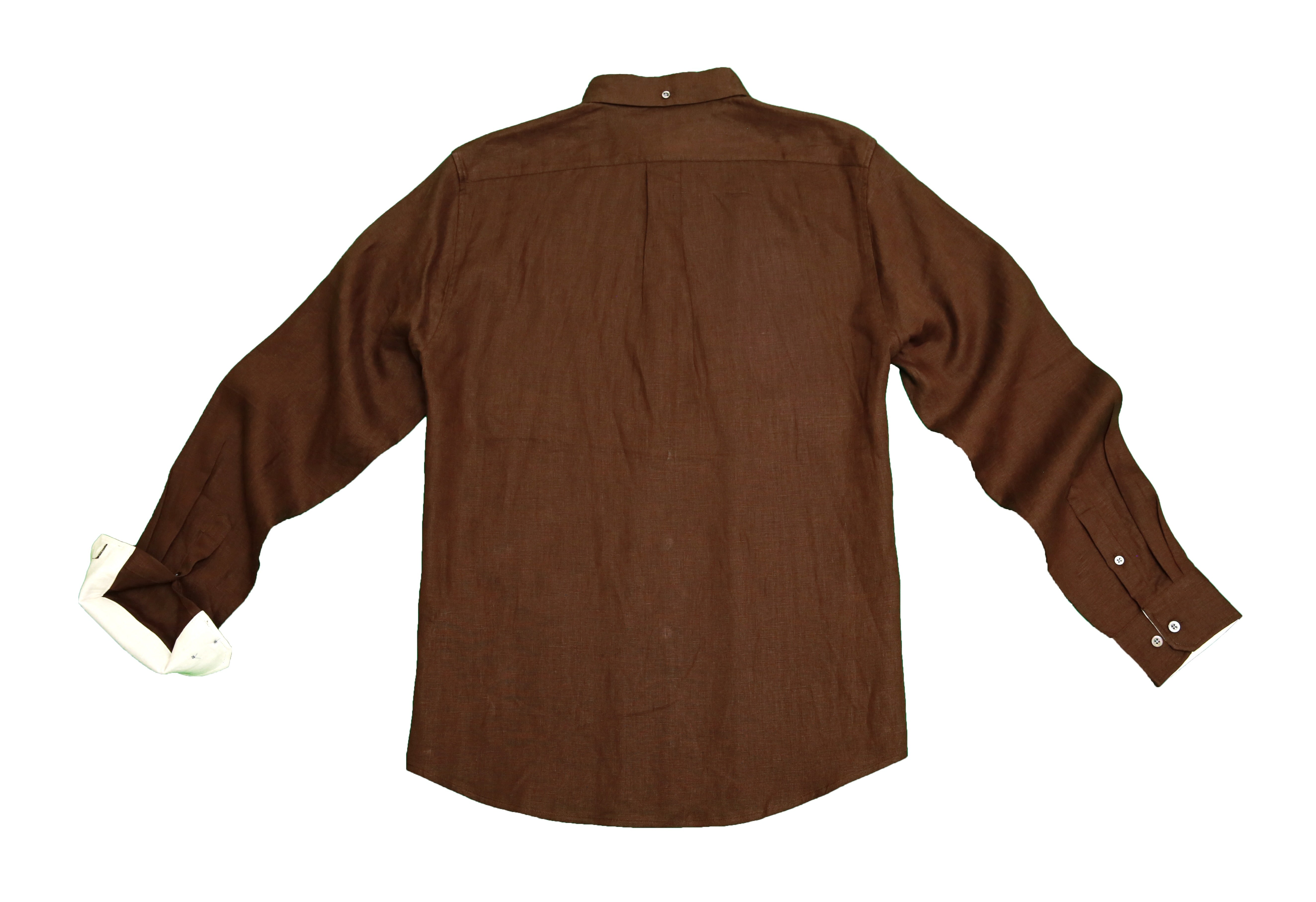 बोल्ड एंड बेसिक्स वॉलनट ब्राउन सॉलिड लिनन शर्ट