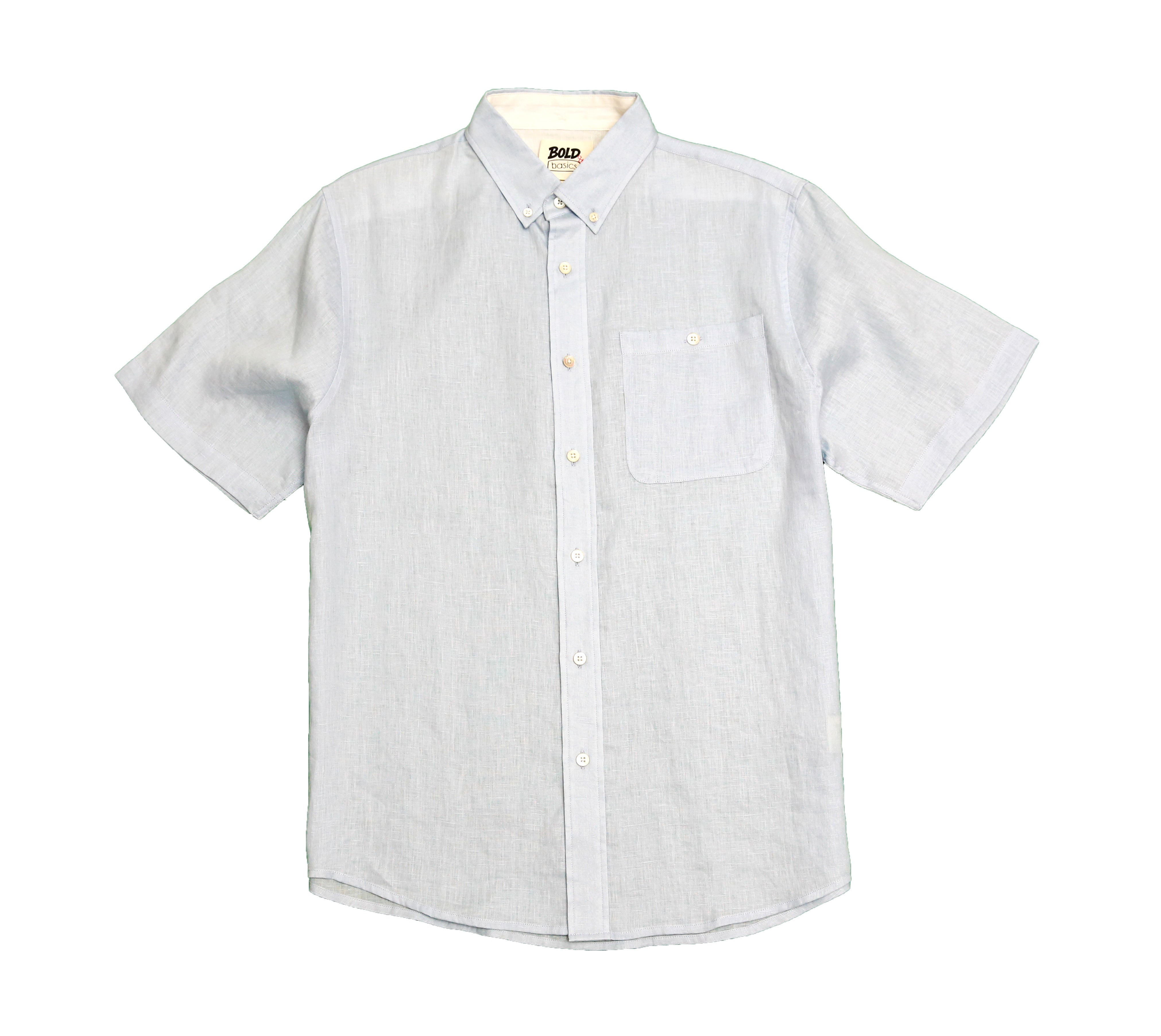 Bold&Basics Oyster Grey Solid Linen Shirt