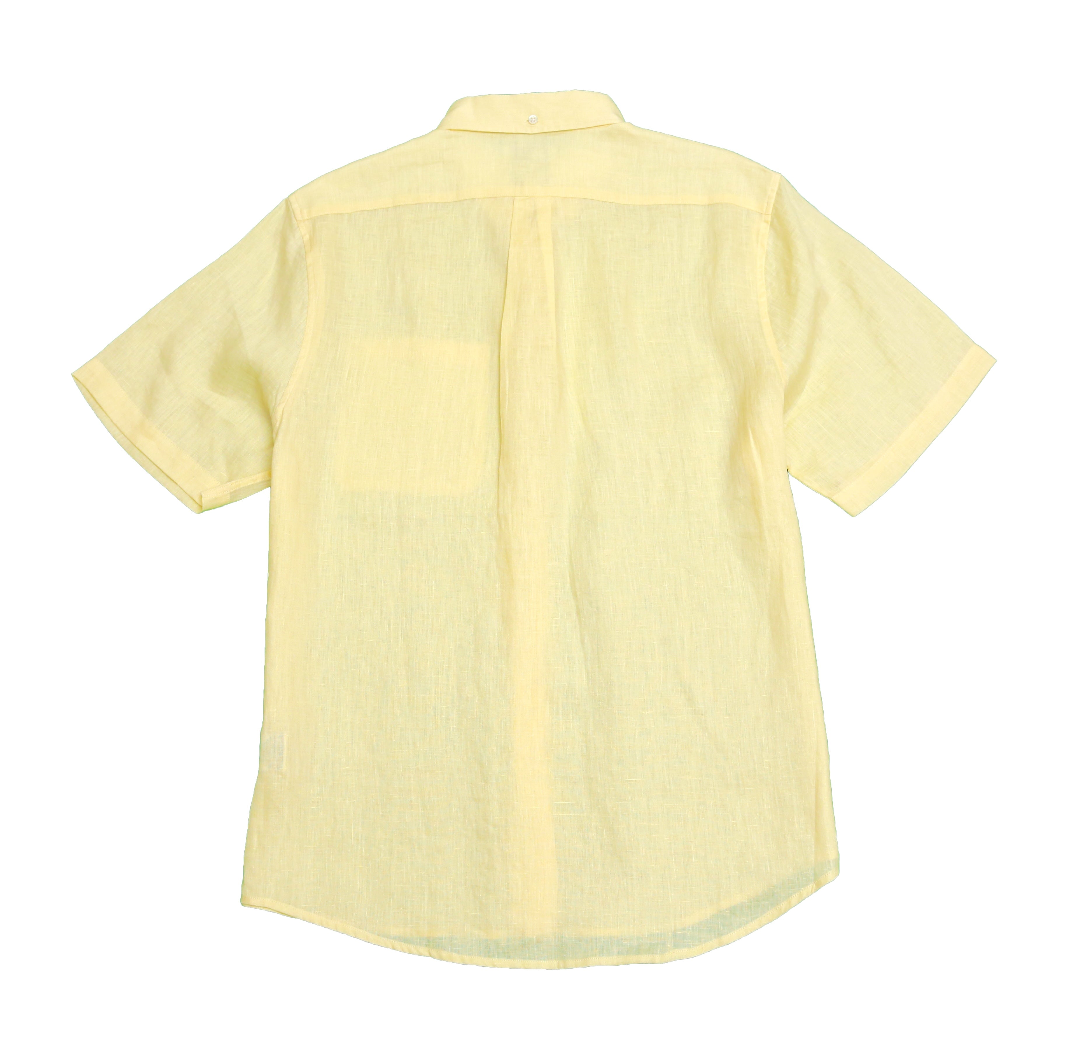 Bold&Basics Pastel Yellow Solid Linen Shirt