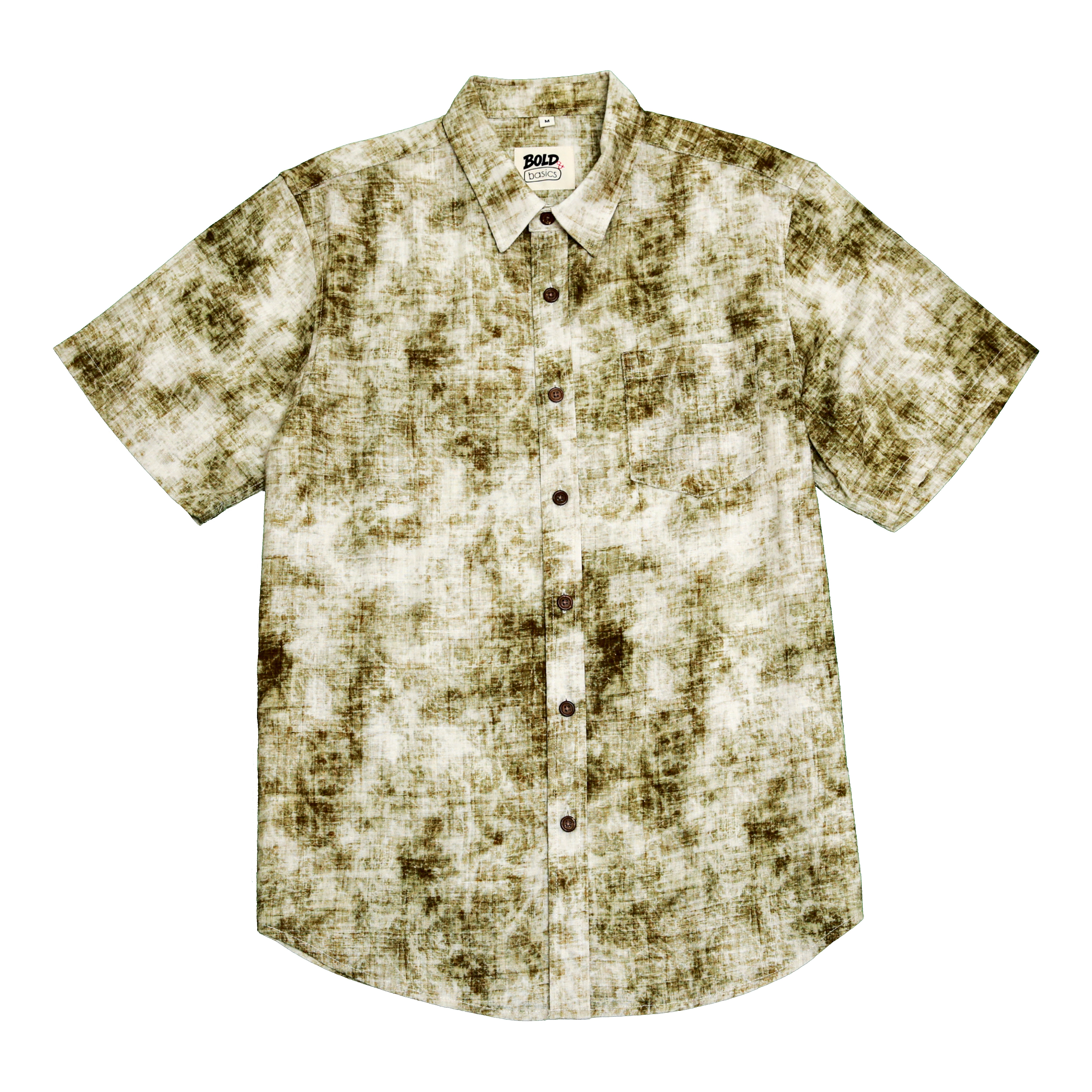 बोल्ड एंड बेसिक्स ऑलिव क्लाउड वॉश शर्ट