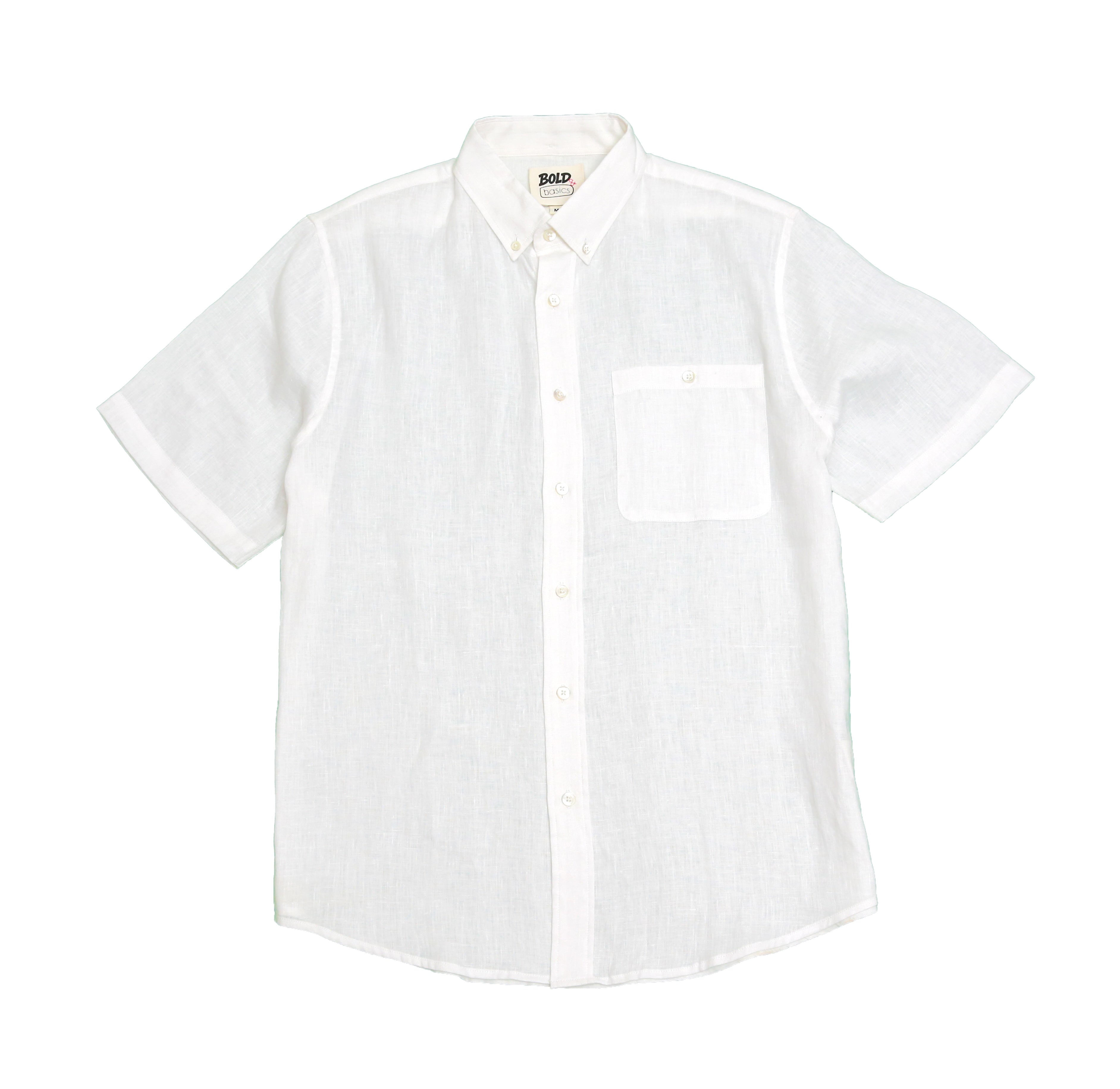 बोल्ड एंड बेसिक्स प्योर व्हाइट लिनन शर्ट