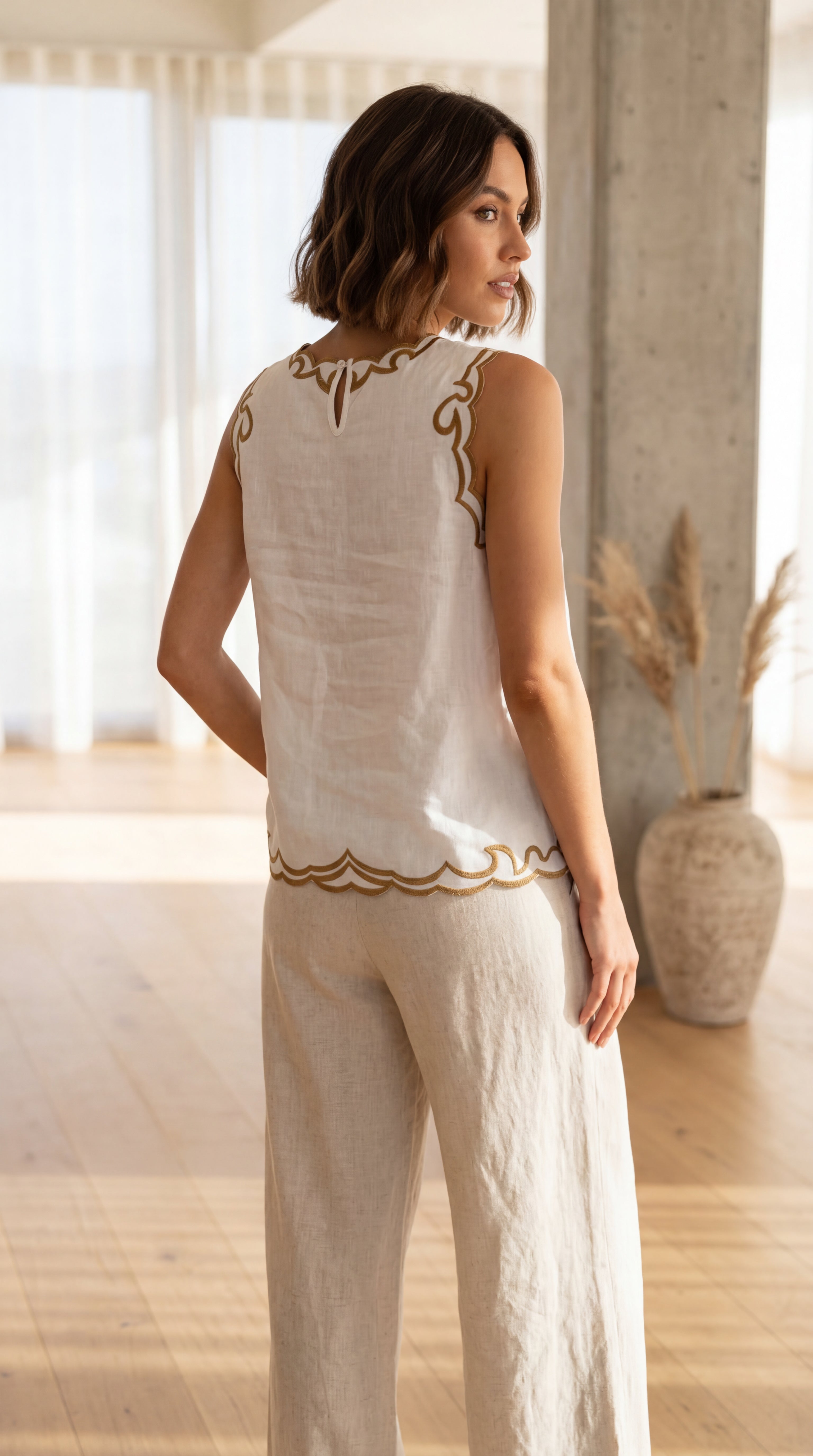 Golden Fleur Embroidered Sleeveless Top