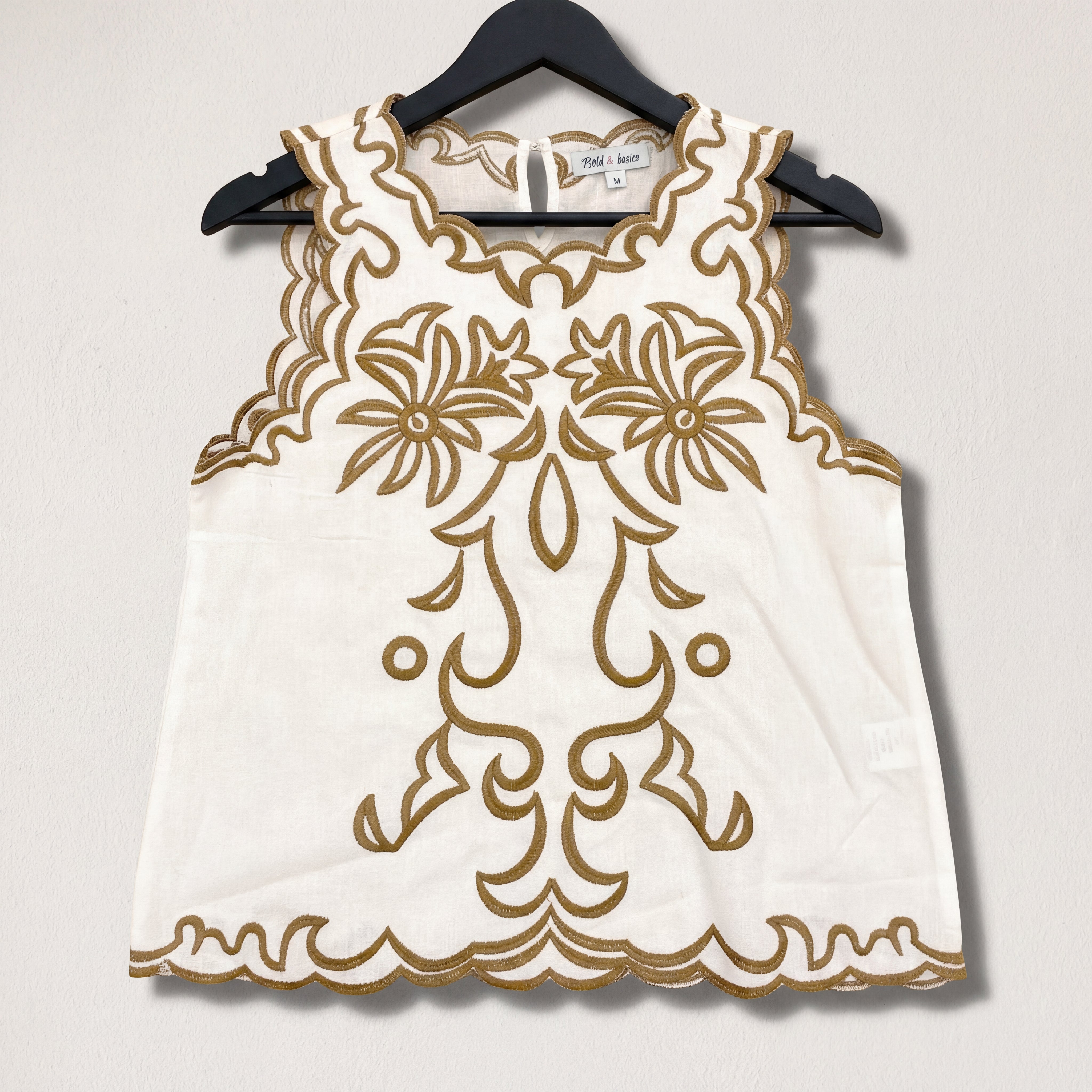 Golden Fleur Embroidered Sleeveless Top