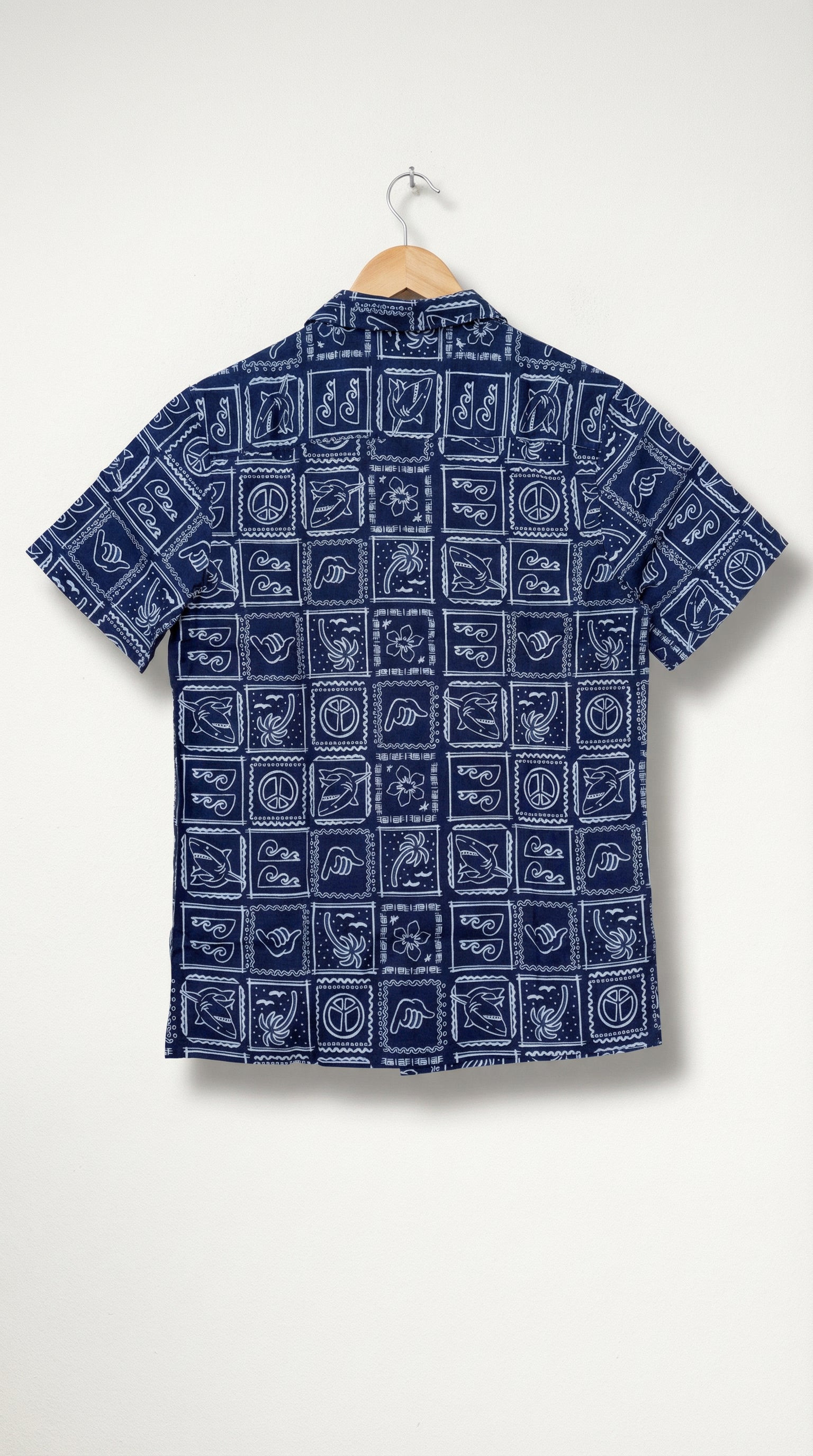 Navy Blue Hawaiian Shirt with Tropical Print
