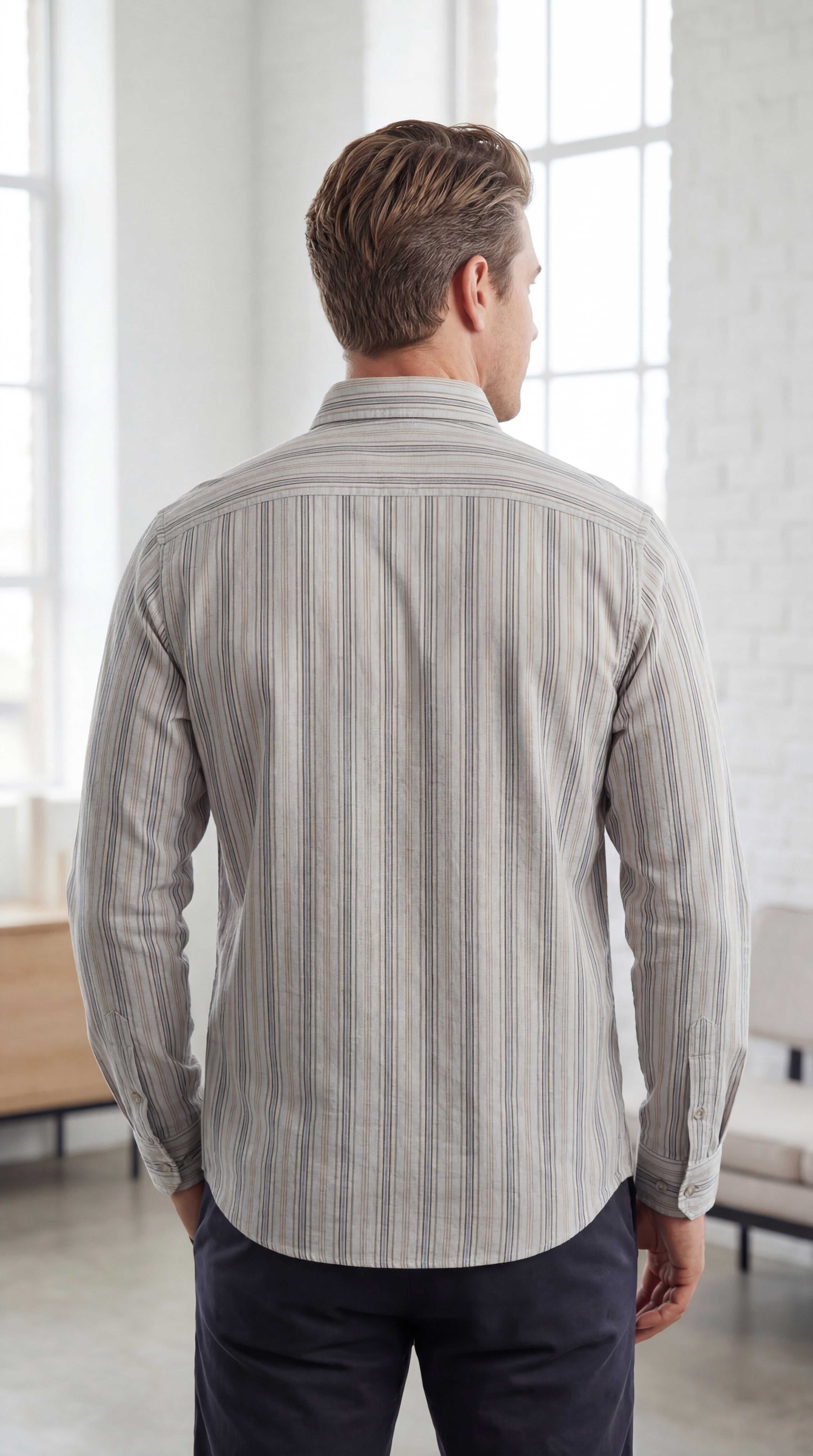 The Grey Striped Ease Shirt – Bold&Basics