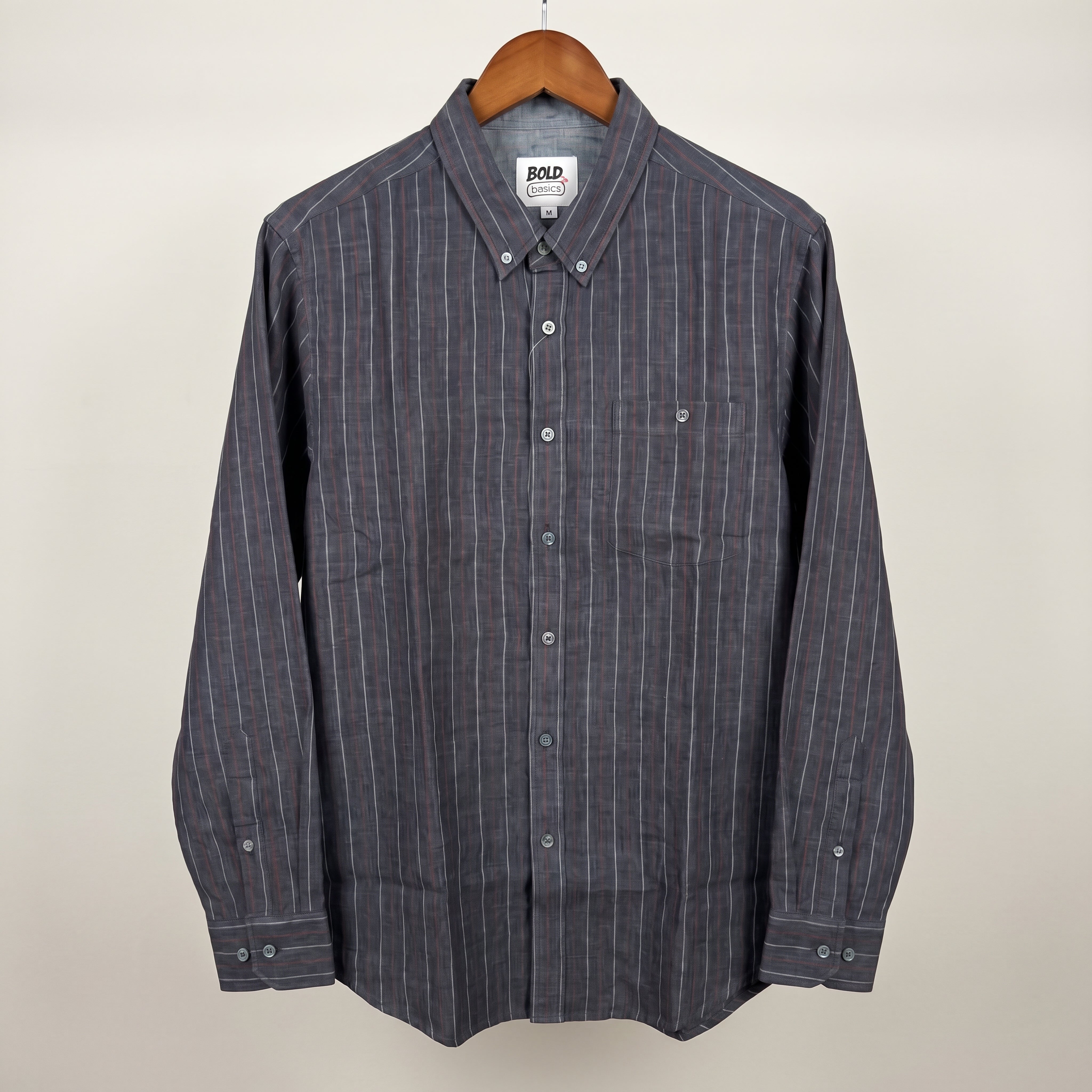 The Red Pinstripe Button-Down Linen Shirt