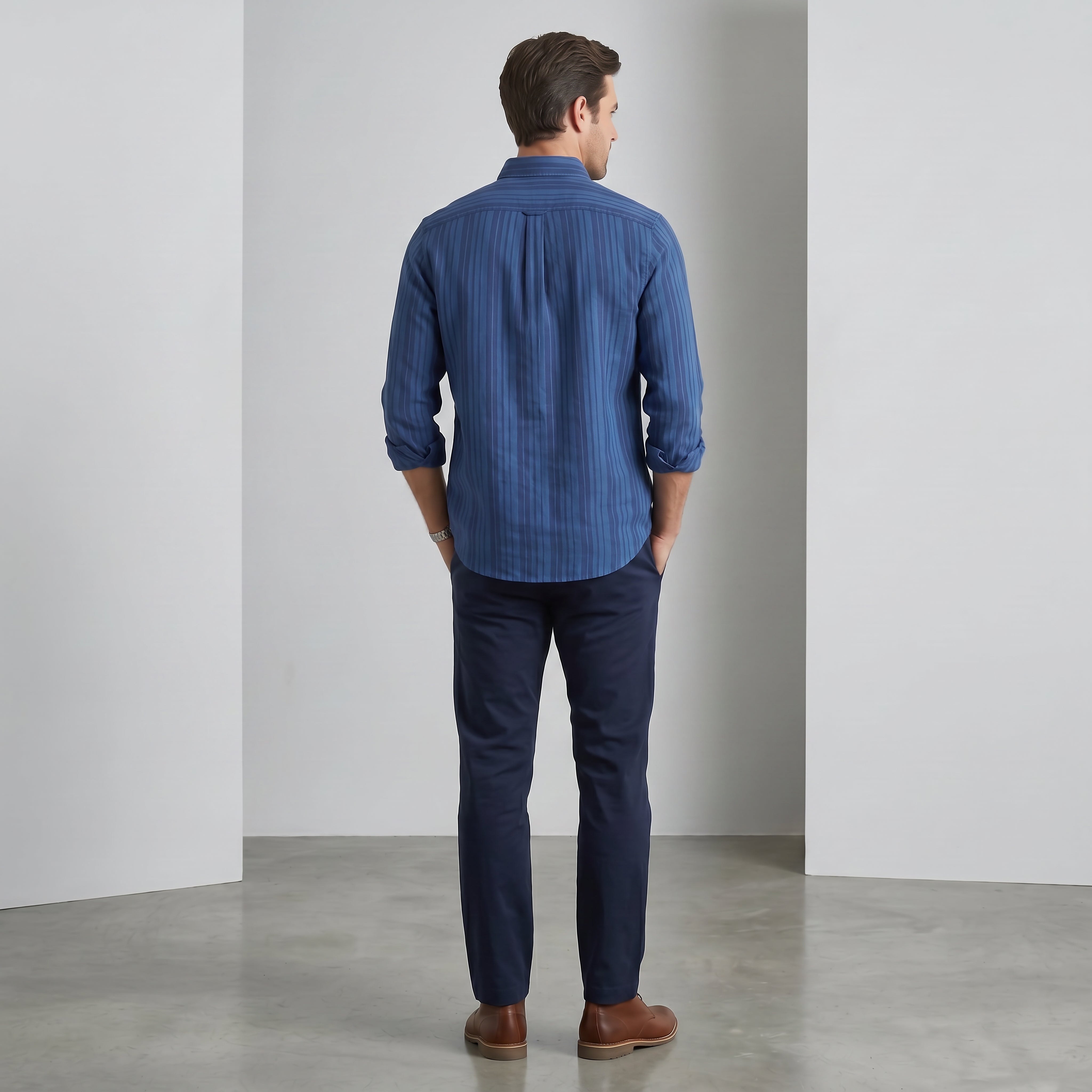 Midnight Blue Stripe Button-Down Shirt