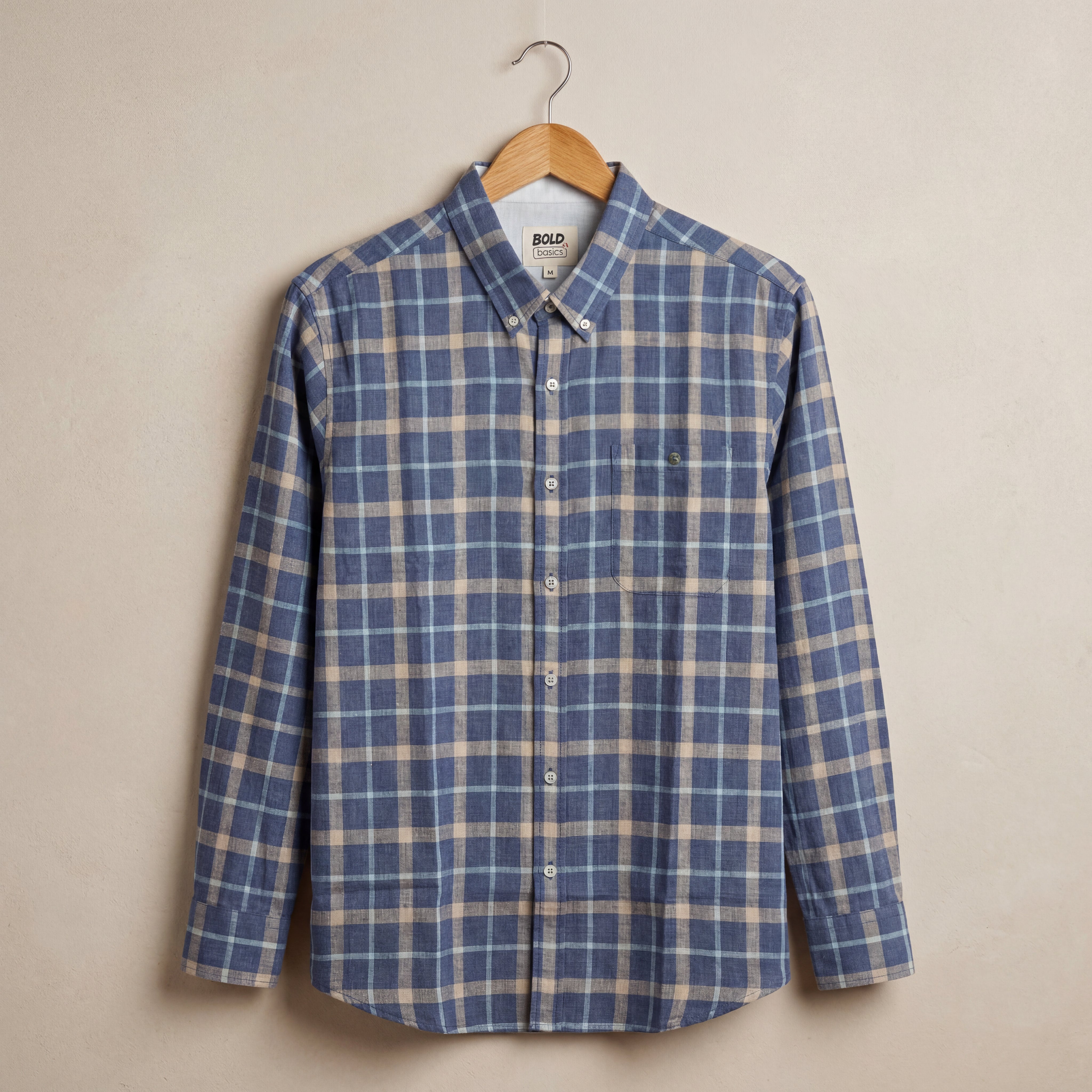 Classic Blue Plaid Button-Down Shirt