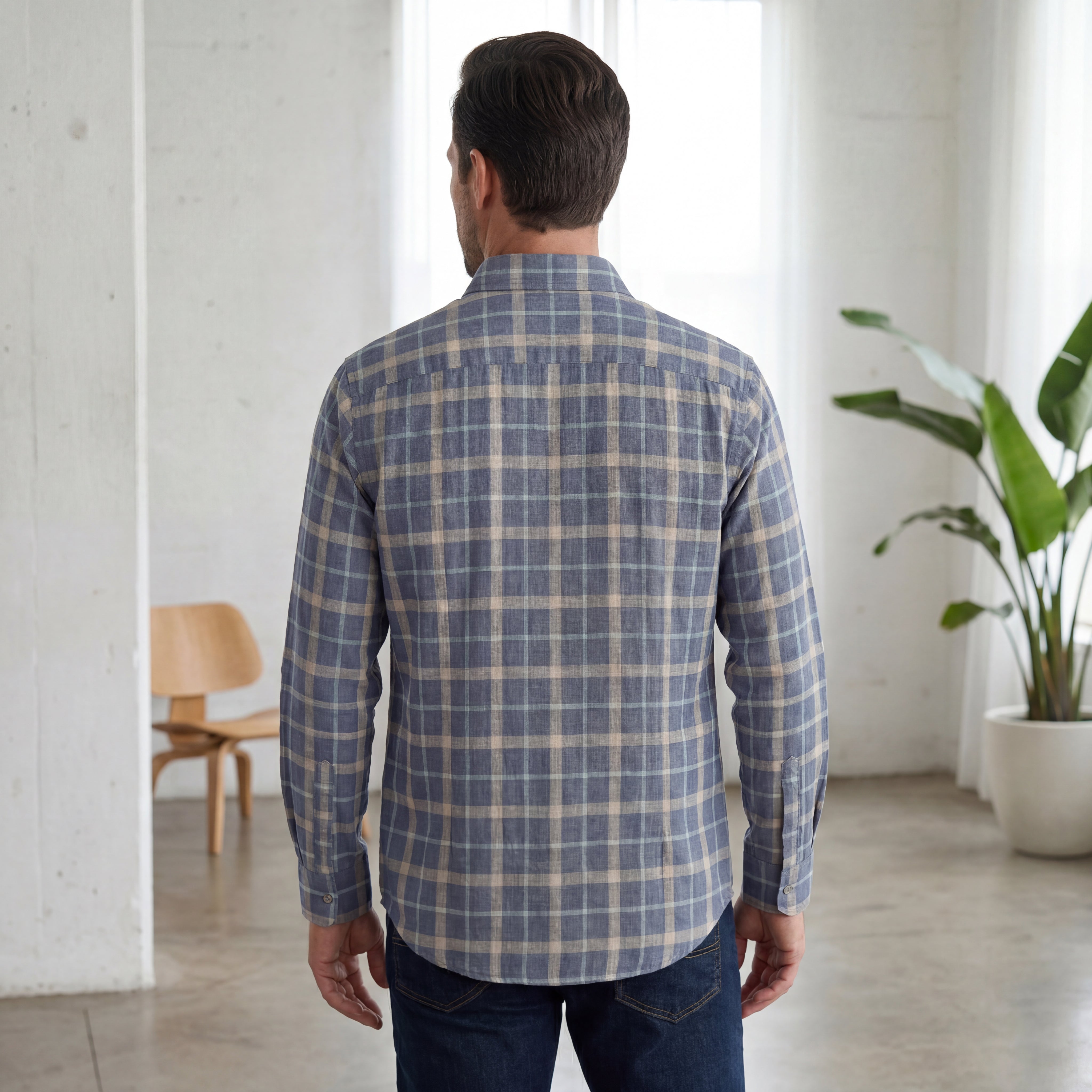 Classic Blue Plaid Button-Down Shirt