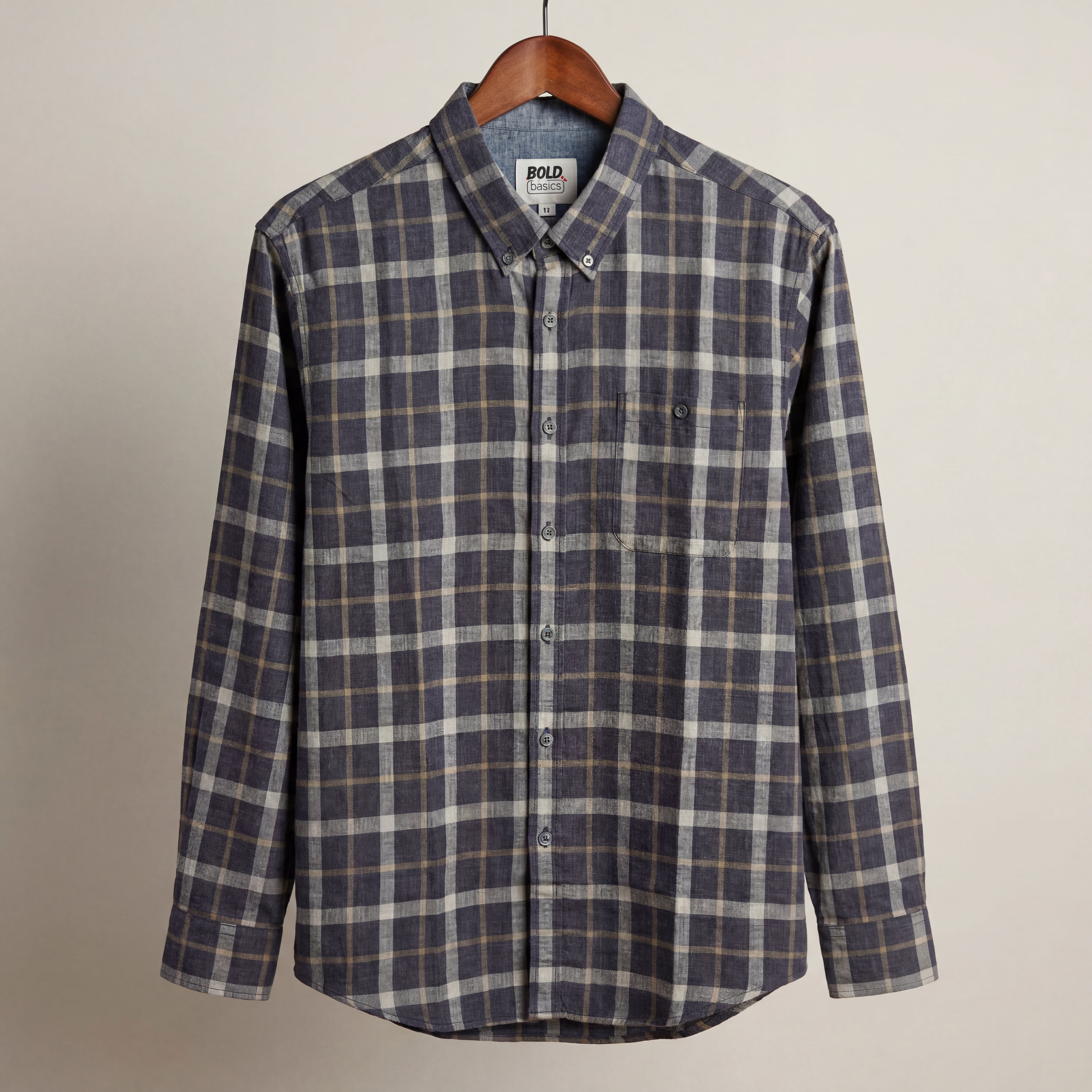 Navy Plaid Button-Down Shirt