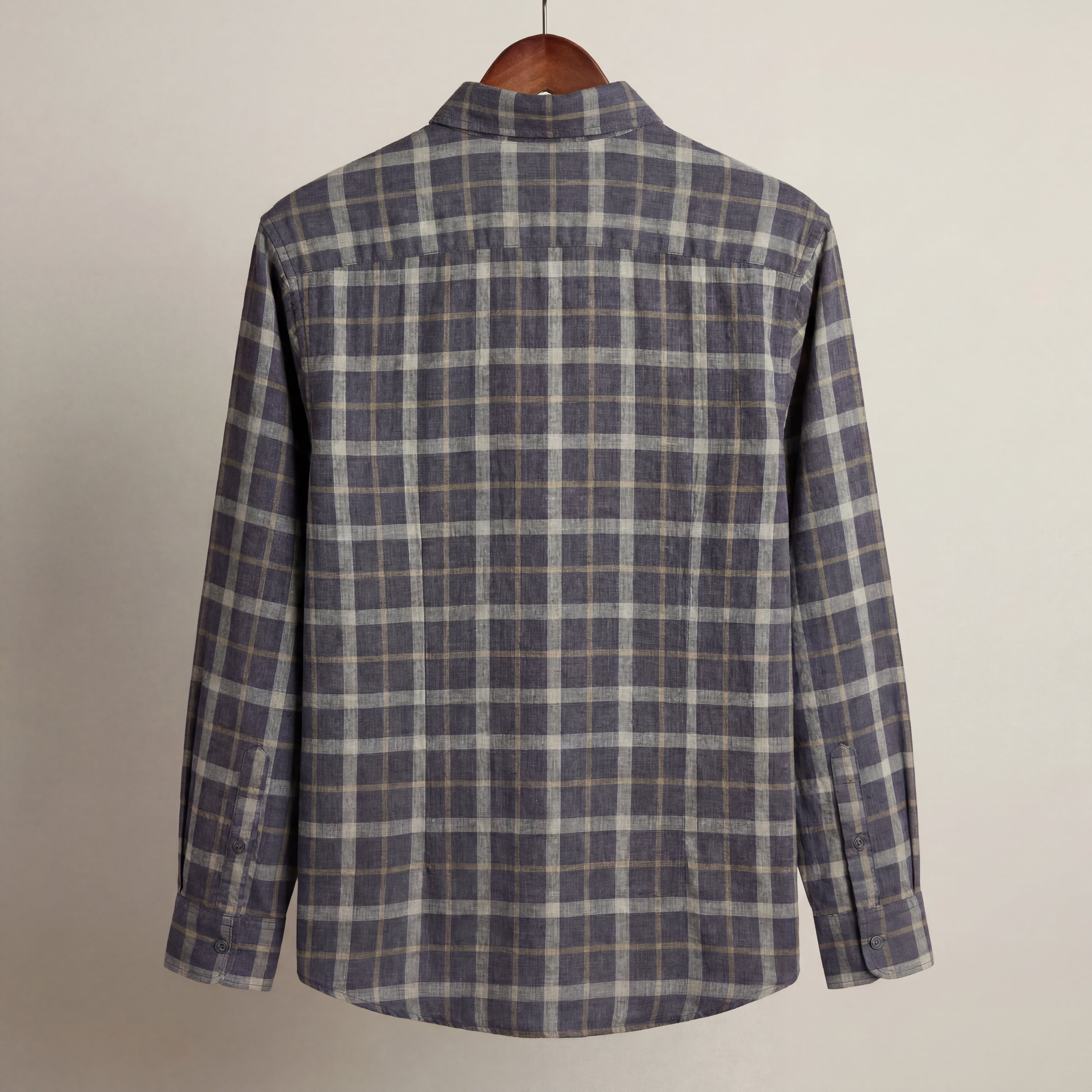 Navy Plaid Button-Down Shirt