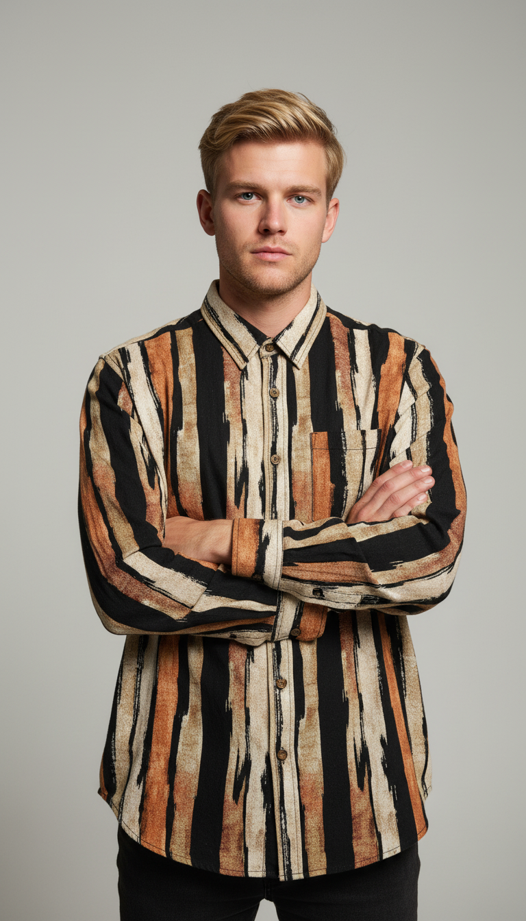 बोल्ड एंड बेसिक्स अर्थबाउंड ब्रशस्ट्राइप शर्ट