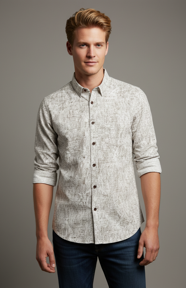 बोल्ड एंड बेसिक्स मिस्ट ग्रिड टेक्सचर शर्ट