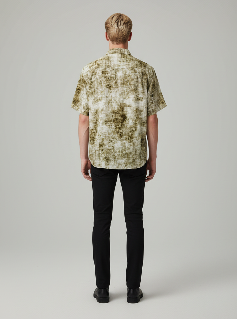 बोल्ड एंड बेसिक्स ऑलिव क्लाउड वॉश शर्ट