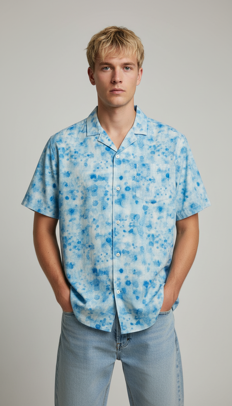 बोल्ड एंड बेसिक्स स्काई स्पेकल शर्ट