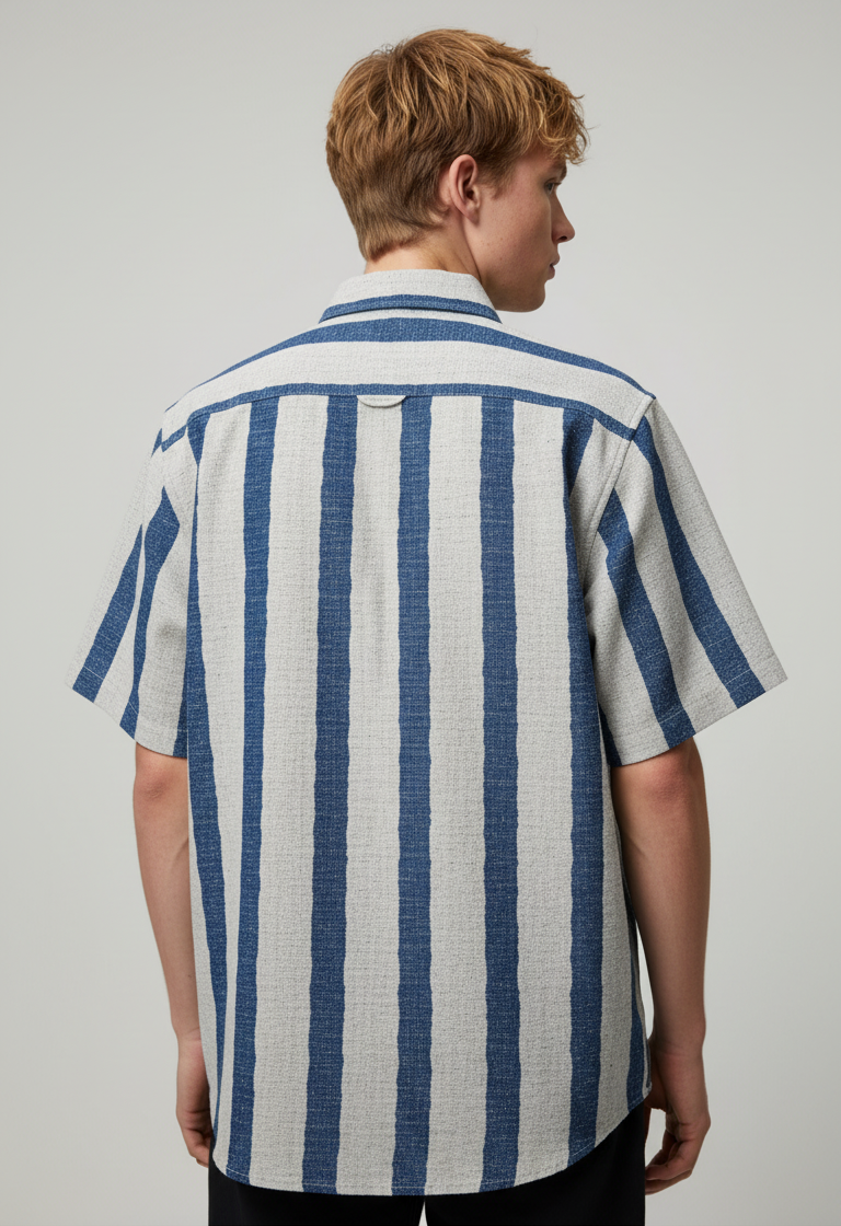 बोल्ड एंड बेसिक्स हार्बर कॉलम धारीदार शर्ट