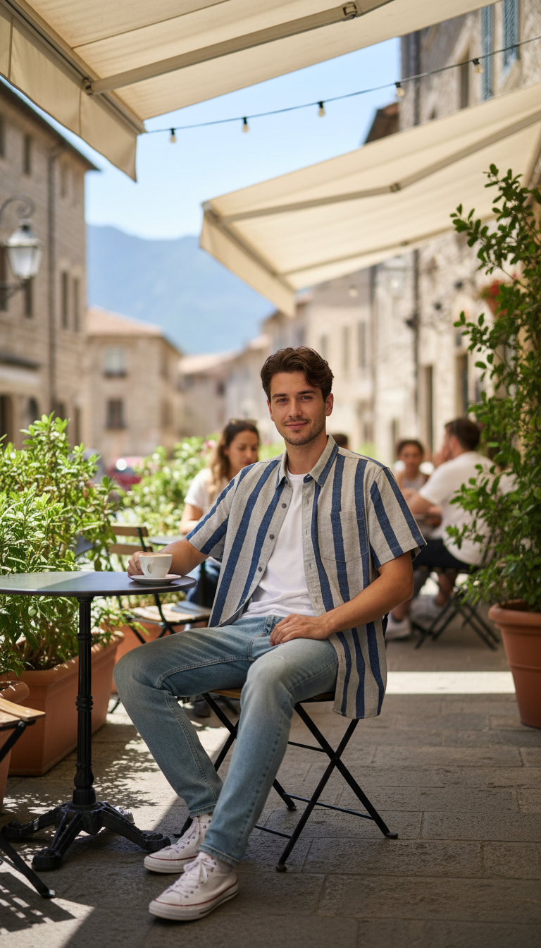 Bold&Basics Harbor Column Striped Shirt