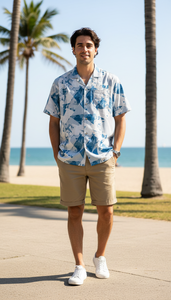 Bold&Basics Azure Shard Geo Shirt