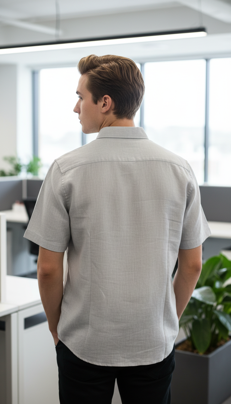 बोल्ड एंड बेसिक्स मिस्ट ग्रे सॉलिड लिनन शर्ट