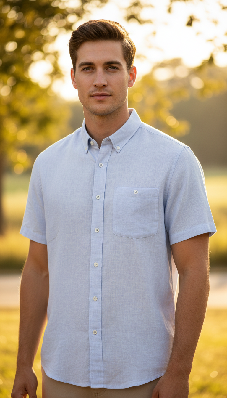 Bold&Basics Oyster Grey Solid Linen Shirt