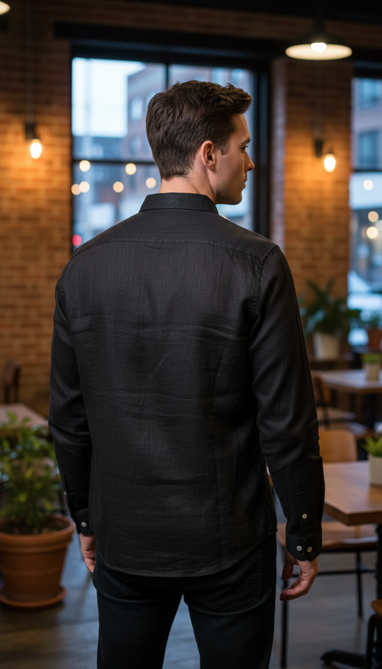 Bold&Basics Classic Black Linen Shirt