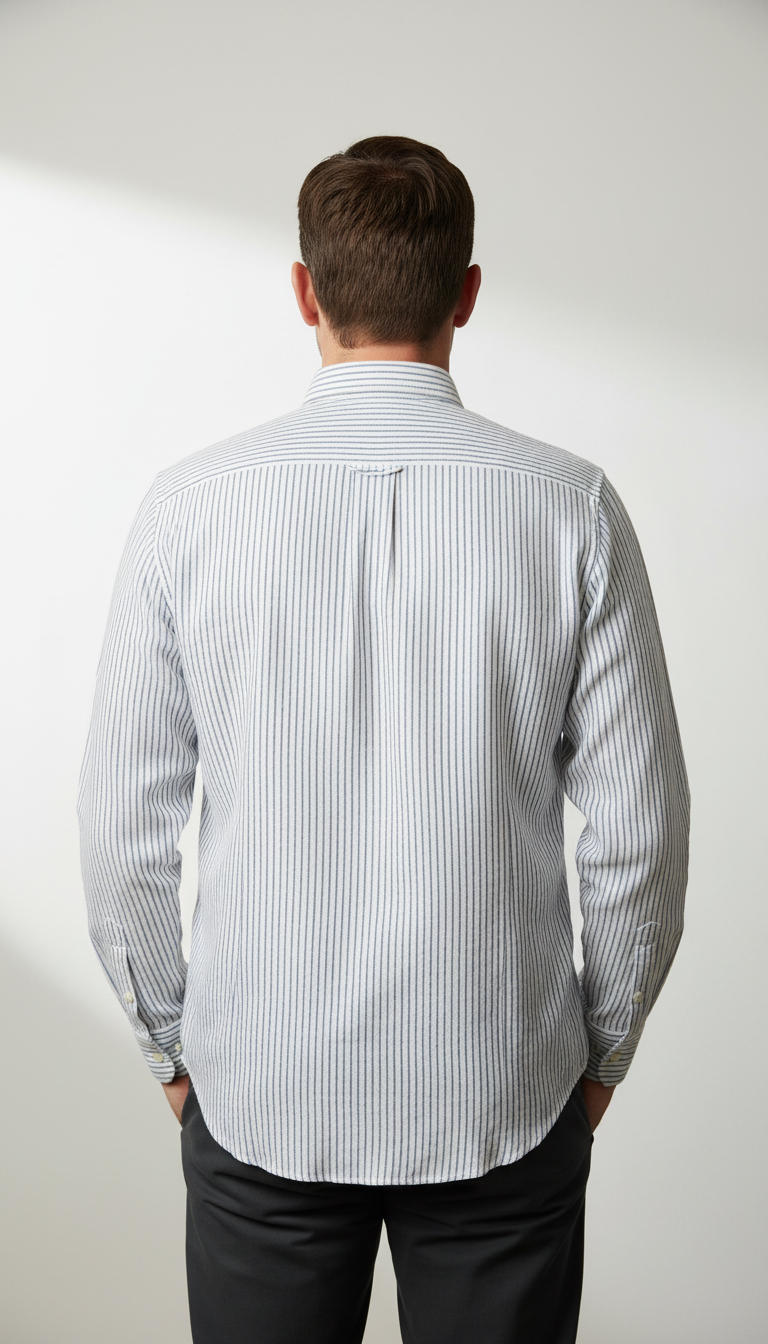 Bold&Basics Blue Pinstripe Linen Shirt
