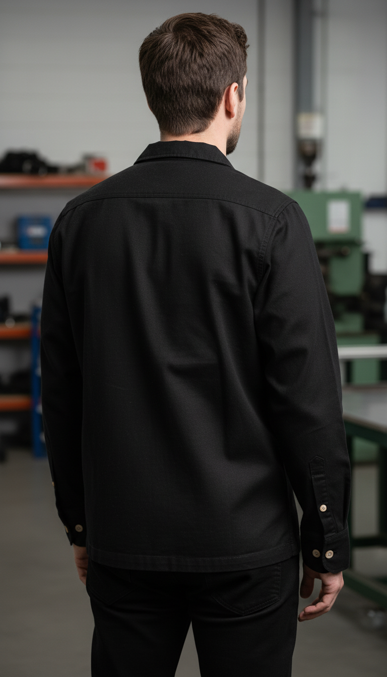 बोल्ड एंड बेसिक्स ब्लैक यूटिलिटी ओवरशर्ट