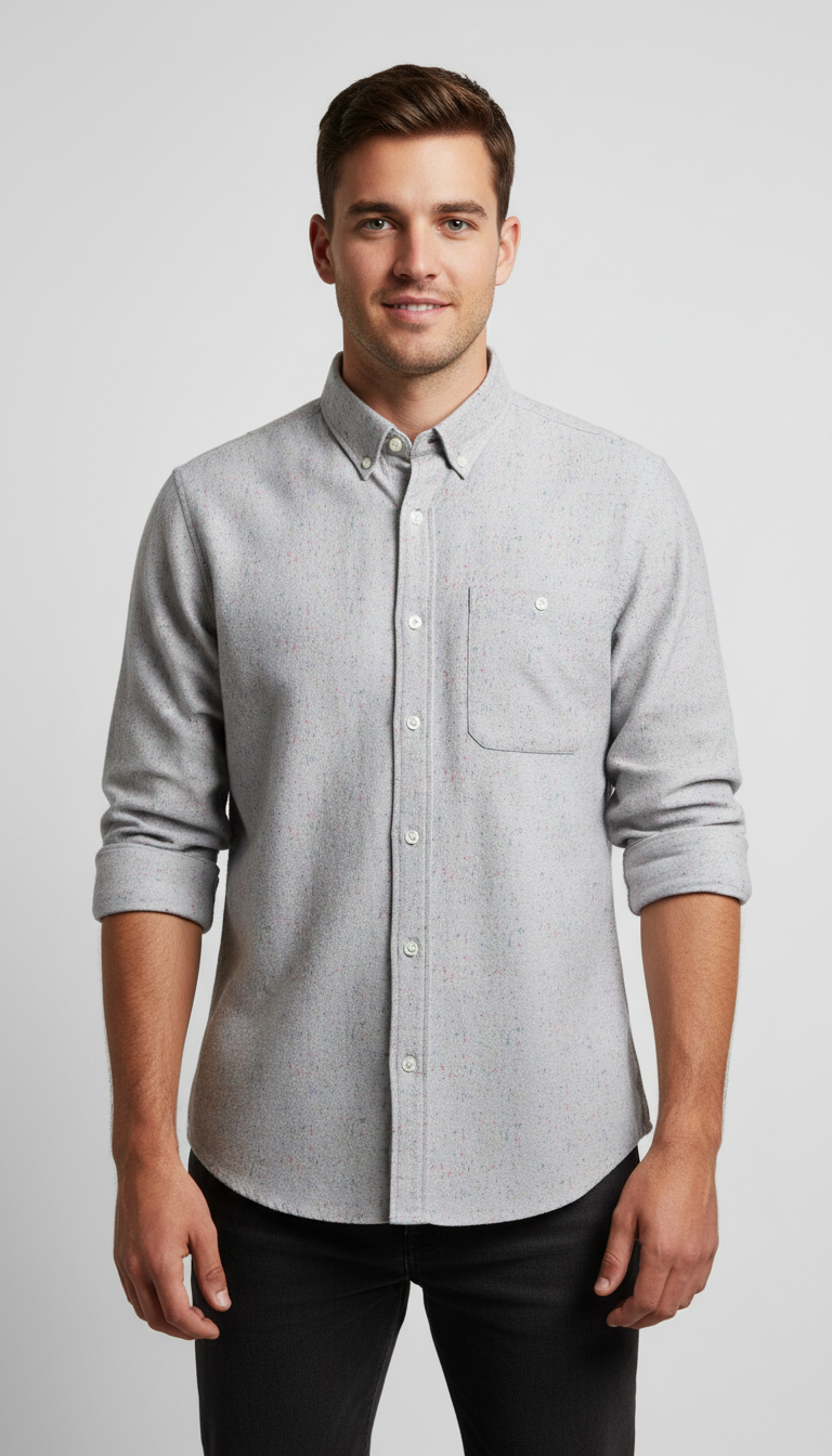 Bold&Basics Blue Flecked Linen Shirt