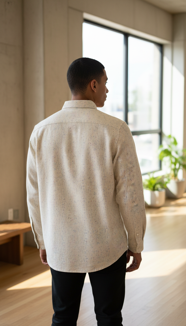 बोल्ड एंड बेसिक्स येलो फ्लेक्ड लिनन शर्ट