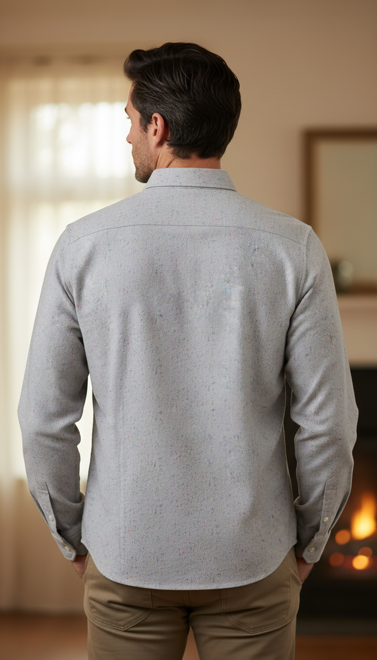 Bold&Basics Grey Flecked Linen Shirt