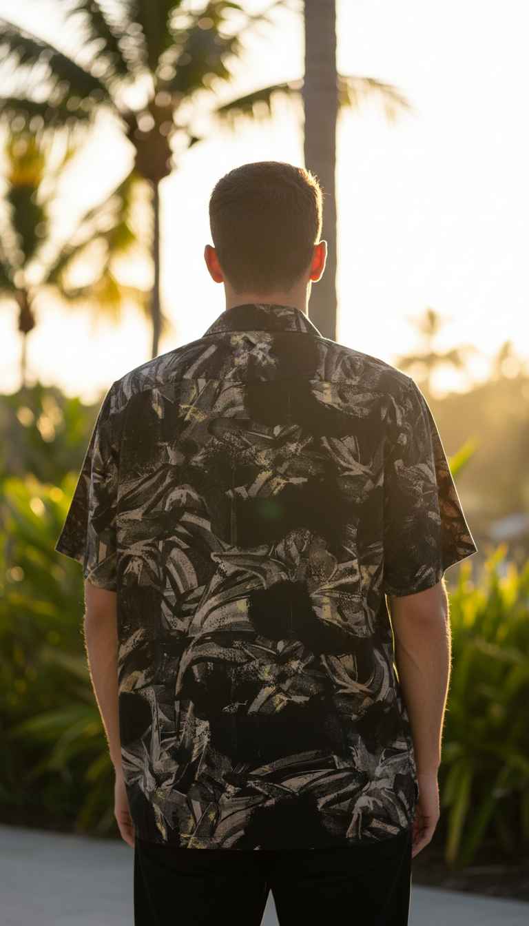 Bold&Basics Black Abstract Brushstroke Linen Shirt